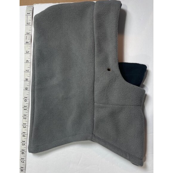 Fleece Gray Balaclava Hood With Adjustable Drawstrings One Size Fits All 11s - Picture 3 of 4
